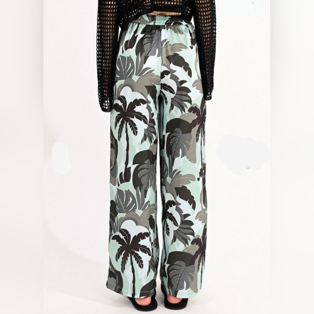 Lili Sidonio Wide Leg Flowy Pant Jungle Print Women's Size Small